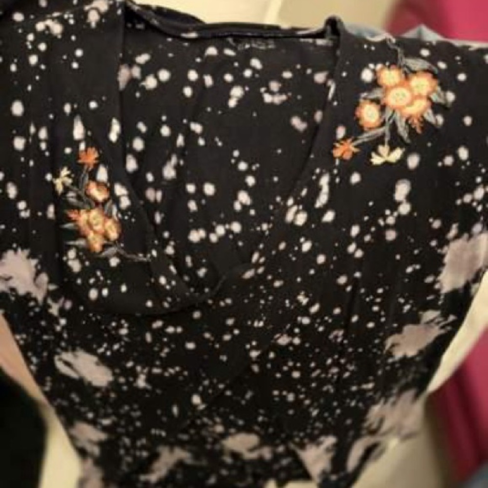 Black Floral Embroidered Top